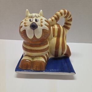 Vintage Bico Cat On A Stack Of Cookbooks Cookie Jar Lid